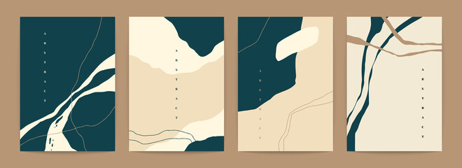 Wall Mural - contemporary abstract posters in pastel colors. a set of elegant natural shapes, artistic stylish pr