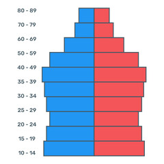 Sticker - 
A flat trendy icon of population pyramid diagram
