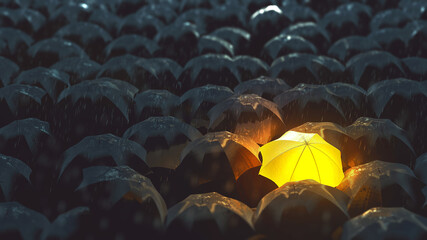 bright umbrella in darkness