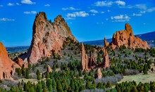 Eroded Red-sandstone Formations. Garden Of The Gods, Colorado Springs, Colorado
