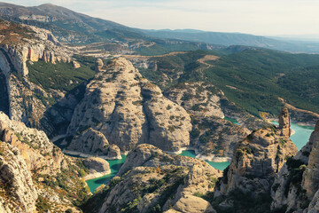 Canvas Print - Vadiello reservoir in Guara Natural Park, Huesca, Spain