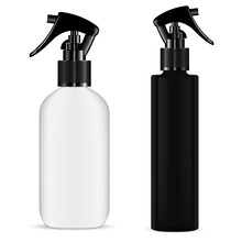 Spray Bottle Trigger. Cosmetic Pistol Sprayer Mockup. Kitchen Cleaner Flask. Realistic Hair Sprayer, Aromatic Scented Essence Flacon, Organic Naturopathy. Pump Flask