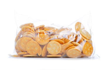 Pack of cracker cookies on white background isolation