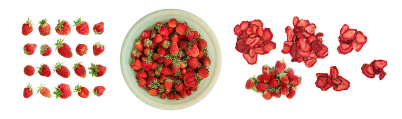 Wall Mural - Organic Strawberry Isolated on White Background Close Up