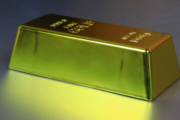 Close-up of a solid gold bar