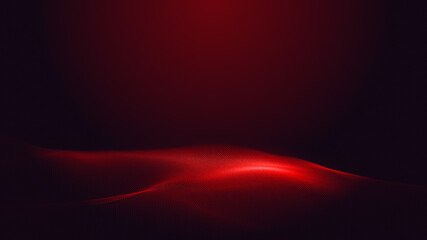 Canvas Print - dot red purple wave line light gradient dark background. abstract technology big data digital backgr