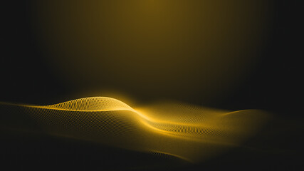 Fototapete - Dot gold wave light screen gradient texture background. Abstract  technology big data digital background. 3d rendering.