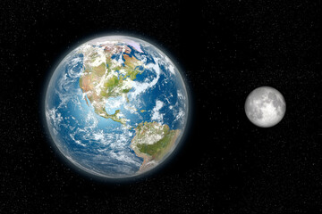Wall Mural - Daylight Earth and the Moon from space