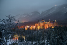 Fairmont Banff Springs Hotel In The Winter, Banff National Park, Alberta, Canada
