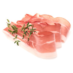 Wall Mural - Italian prosciutto crudo or jamon. Raw ham. Isolated on white background