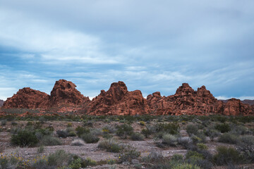 Wall Mural - Cloudy sunrise at Valley of Fire, Nevada