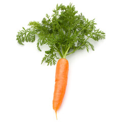 Sticker - Carrot vegetable with leaves isolated on white background cutout