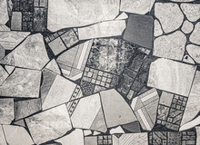 Picasso Abstractions Style, Grunge Background With The Wild Chaotic Broken Mosaic Ceramic Tiles