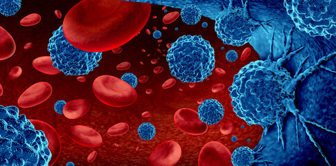 Wall Mural - cancer in the blood outbreak and treatment for malignant cells in a human body caused by carcinogens