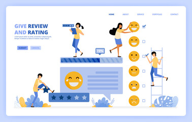 People give feedback survey, ratings and reviews in the comments column by ticking emoticons for satisfaction. Can be use for landing page template ui ux web mobile app poster banner website flyer ads