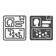 Poster - personal data in screen line and solid icon, web security concept, virtual screen with questionnaire