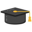 
Graduation cap icon, mortarboard flat vector 
