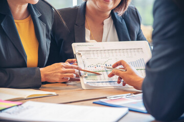 Poster - Multi Ethnics Teamwork Collaboration Team Meeting Communication concept in Business people Working Together Conference Room. Diversity Partner Business Meeting brainstorming together Businessman Team