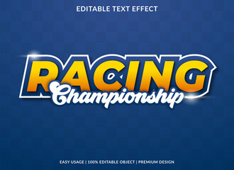 Poster - racing championship text effect template design with bold style and 3d concept use for business brand and logo