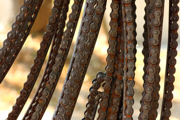 texture of old roller chain abstract background