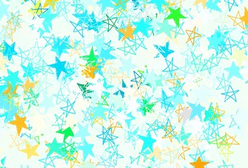 Light Green vector template with sky stars.