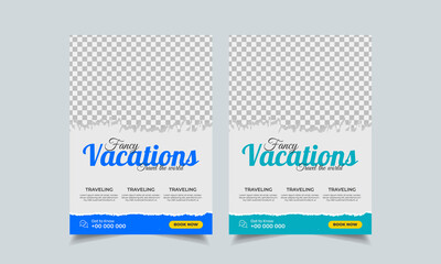 Canvas Print - travel flyer design template, tour flyer, tourism color a4 print ready flyer