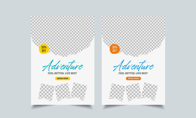 Sticker - travel flyer design template, tour flyer, tourism color a4 print ready flyer