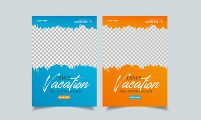 Canvas Print - travel flyer design template, tour flyer, tourism color a4 print ready flyer