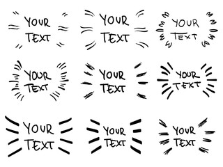 Poster - Vector hand drawn collection of design  elements for emphasis text in comic style