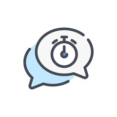 Poster - Time conversation color line icon. Chat Message with timer vector outline colorful sign.