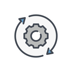Fototapete - Working process, Operations and Workflow color line icon. Gear with rotating arrows vector outline colorful sign.