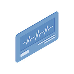 Poster - Cartoon monitor with heart rate. Isometric illustration