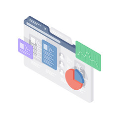 Poster - Cartoon website page with charts and diagrams