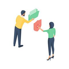 Poster - Online data protection concept vector design. Isometric illustration