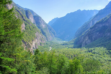 Poster - Blick ins Bavonatal, Tessin in der Schweiz - view in the Bavona Valley, Ticino in Switzerland