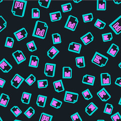 Poster - Line ID File document icon isolated seamless pattern on black background. Vector Illustration.