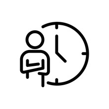 Man Waiting Icon. Clock Sign Outline Vector Illustration