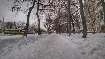 Poster - snow covered road