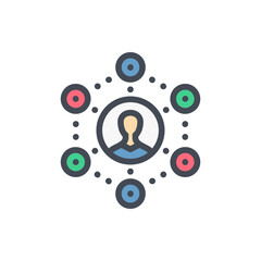 Poster - social connections color line icon. people network vector outline colorful sign.