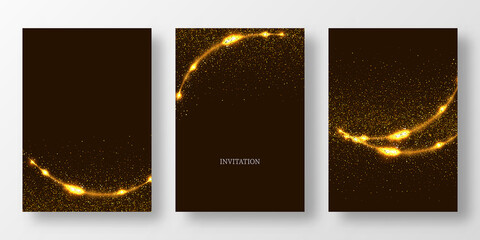 Wall Mural - Template design of invitation with gold sequin.Festive design postcards,invitations,brochures Vector