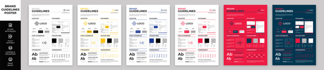 din a3 brand guidelines poster layout set, brand manual templates, simple style and modern layout br