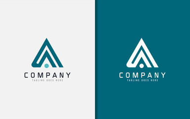 Poster - Abstract Initial Letter A Logo Design. Modern Green Triangle and Dot Combination. Vector Logo Illustration.