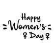 © teracreonte - Logotipo frase hecho a mano Happy Women's Day con símbolo femenino en color negro