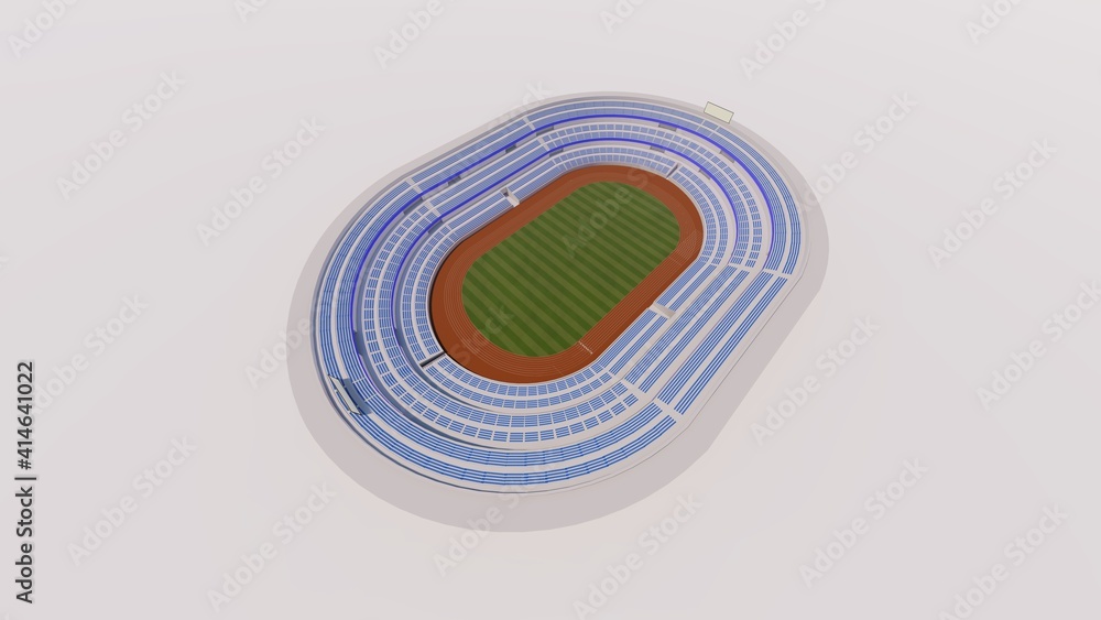 陸上競技場 スタジアム 無観客 屋根なし イラスト66 Wall Mural 啓文 佐々木