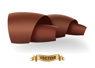 Aufkleber - Chocolate shavings on white background, realistic vector illustration
