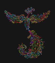 Poster - Magic Fairy Bird. Phoenix Bird. Mythical character. Ornamental Silhouette for your design