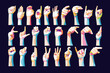 © Kinkin Stock - Sign language alphabet gestures pop art design vector