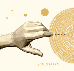 polygonal hand for cover design template. 3d vector illustration for advertising, marketing or prese