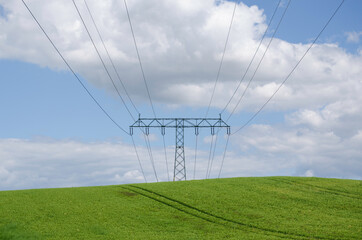 Electric tower in the field 