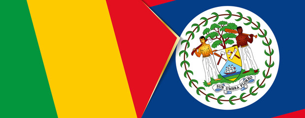 Mali and Belize flags, two vector flags.